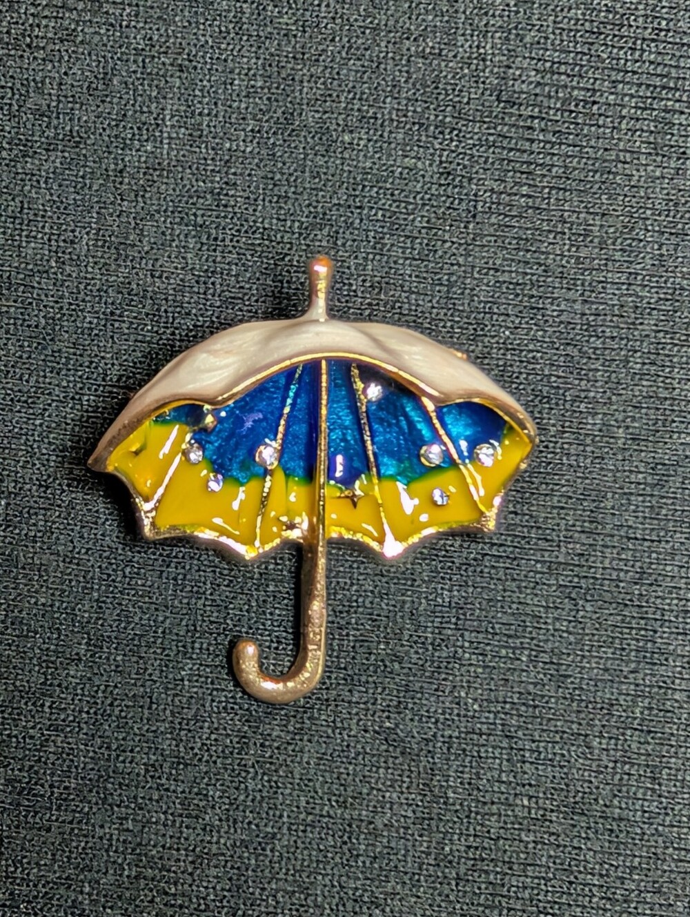Gold-Tone Blue and Yellow Umbrella Accent Pin